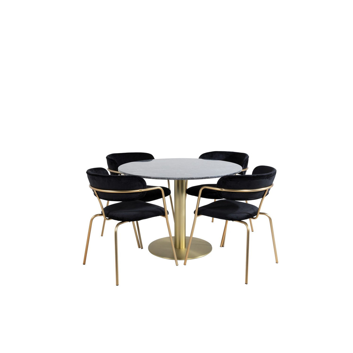 Estelle, Arrow Rund matgrupp Svart, guld, Guld, mörkgrå, ⌀106