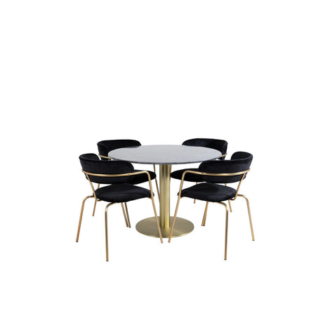 Estelle, Arrow Rund matgrupp Svart, guld, Guld, mörkgrå, ⌀106
