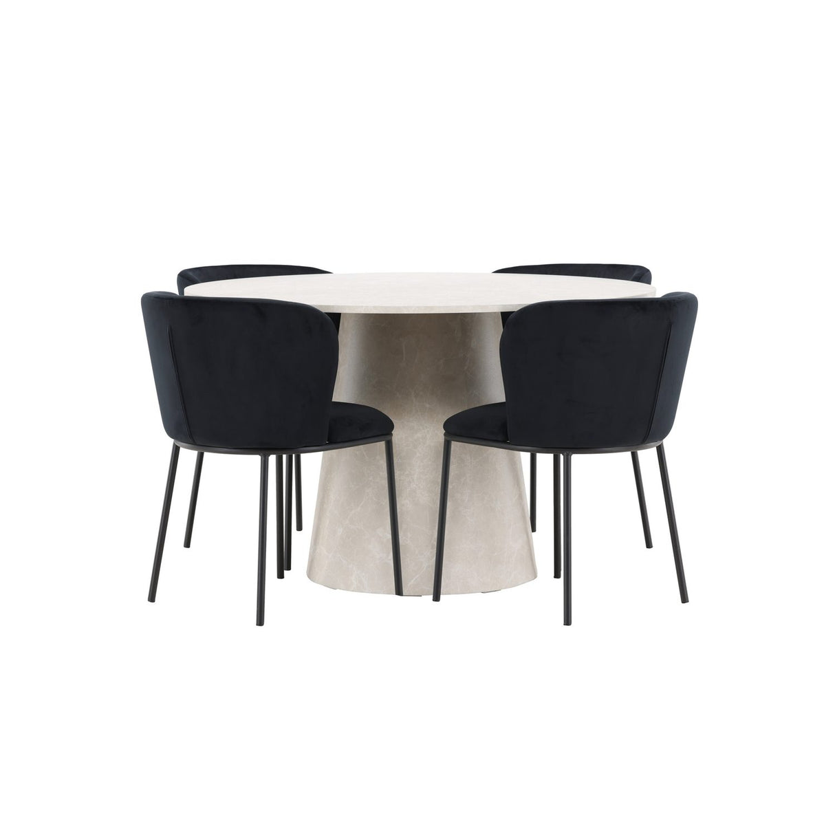 Lanzo, Edina Runt matgrupp Svart, Beige, 4st