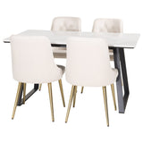Estelle, Velvet Deluxe Rektangulär matgrupp Beige,Guld, Svart,Vit, 140 x 90