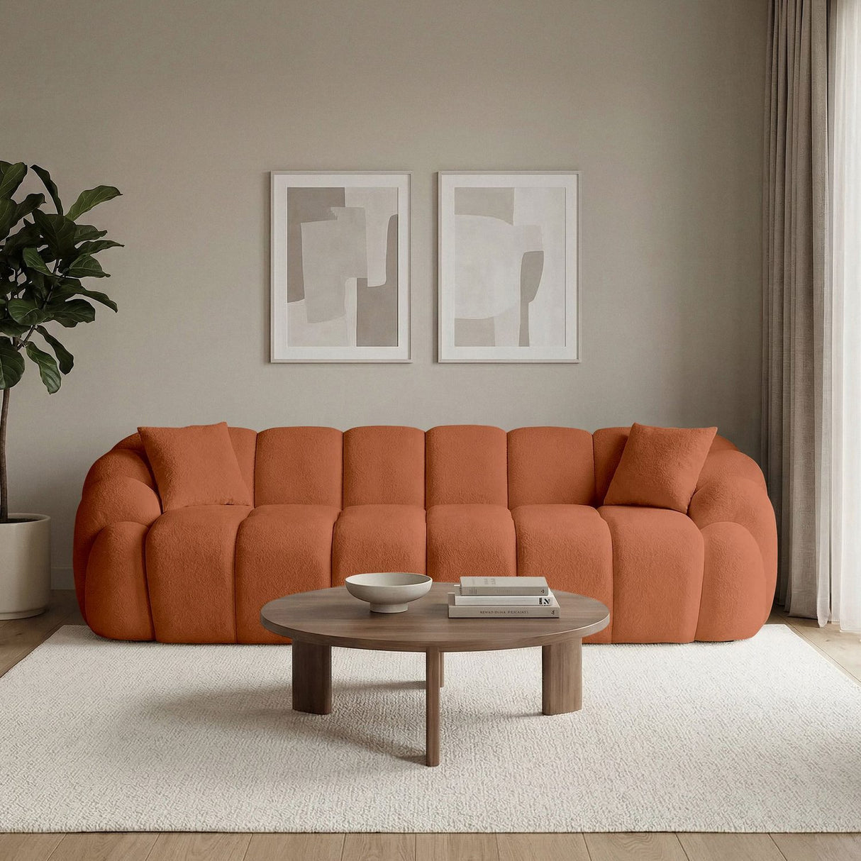 Octavio (268 x 70 x 80 cm) 4-sits soffa Kakelröd