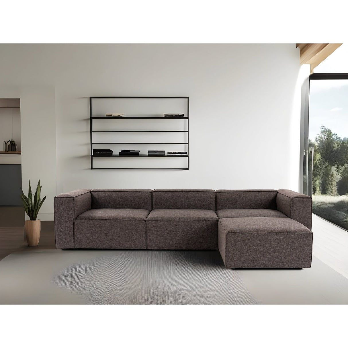 Fora (296 x 66 x 185 cm) Hörnsoffa Mörkbrun