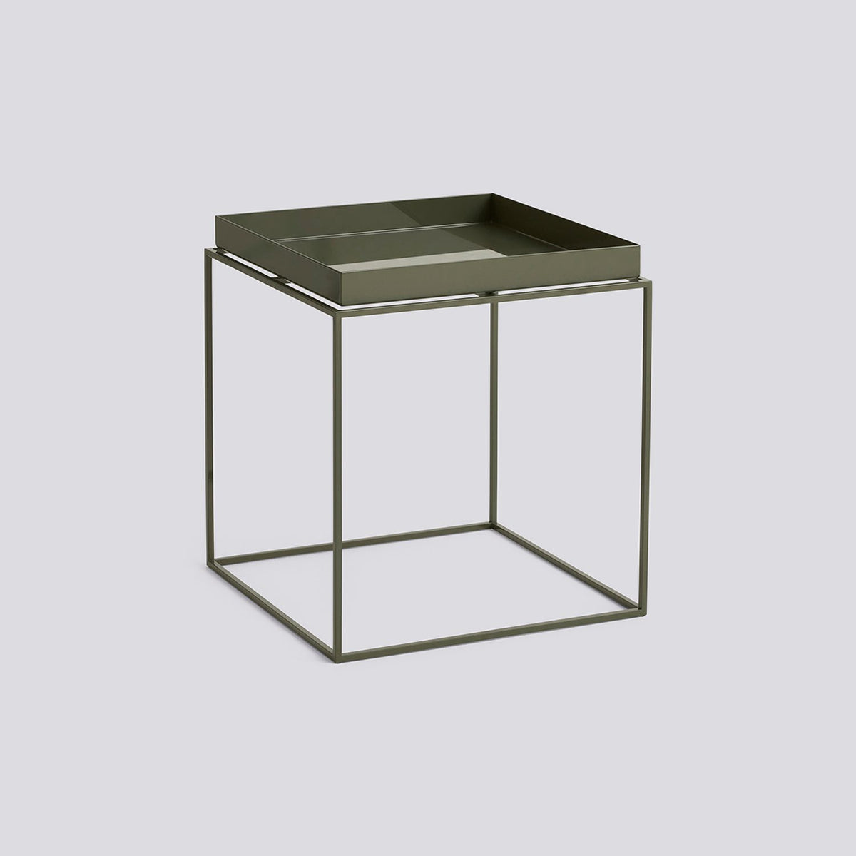Tray Table L40 × B40 × H44 cm Brickbord Olive green, Olive green – pulverlackerat stål