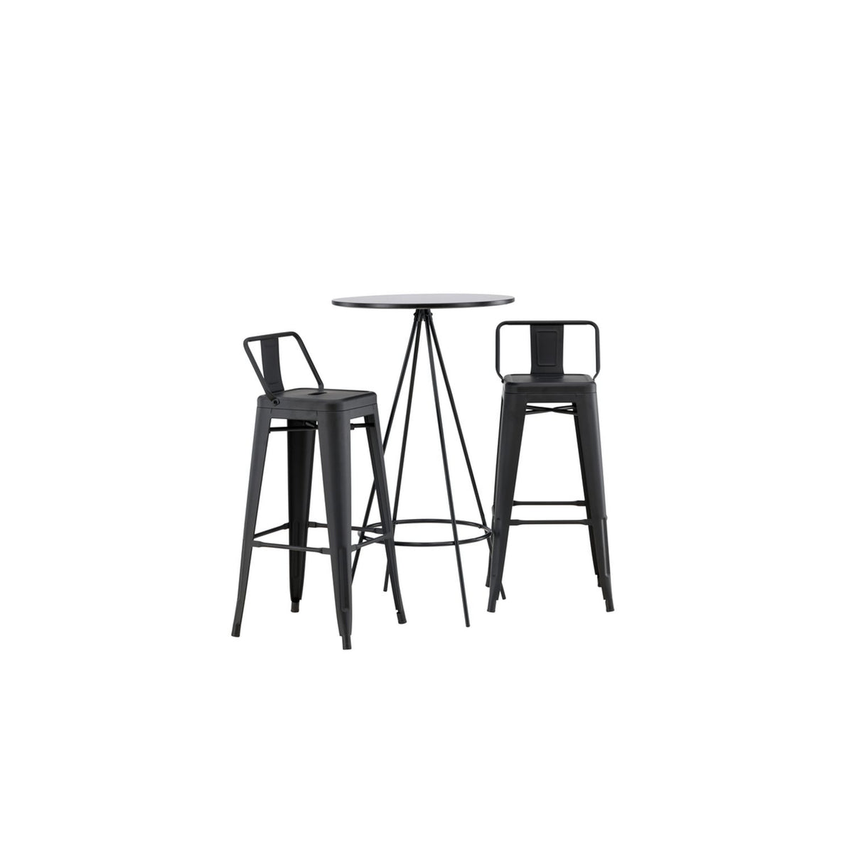 Bistro, Tempe Rund matgrupp Svart, Svart, 2st