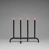 4 Ljus Metall Svart 50 cm Elljusstake