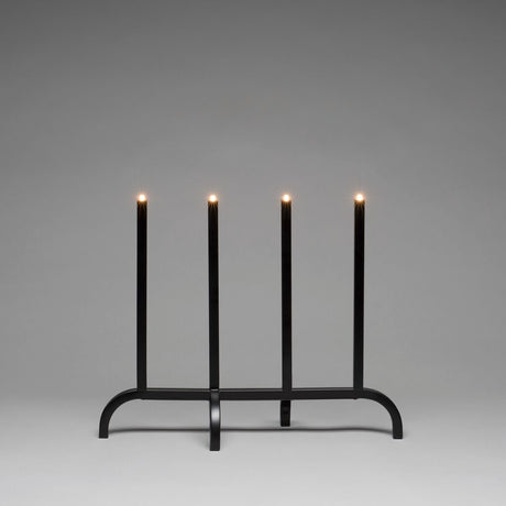 4 Ljus Metall Svart 50 cm Elljusstake