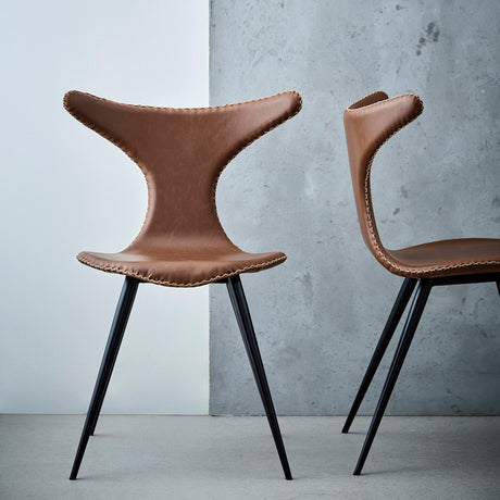 Dolphin Stol Vintage Light Brown Art.Leather, Black