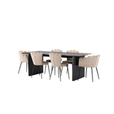 Vail, Limhamn Rektangulär matgrupp Beige, Svart, Svart, 200 x 100