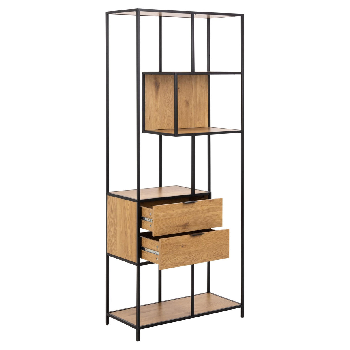 Seaford Bokhylla med 2 Lådor 185x77x35 cm Vild Ek