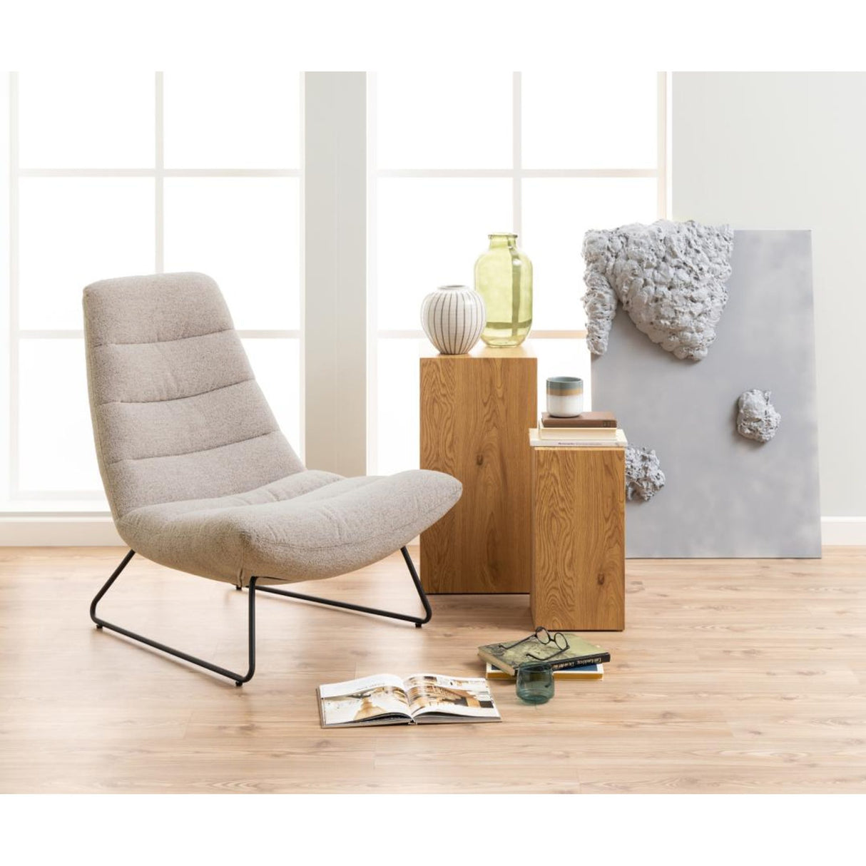 Pessac Loungefåtölj Monza tyg Beige