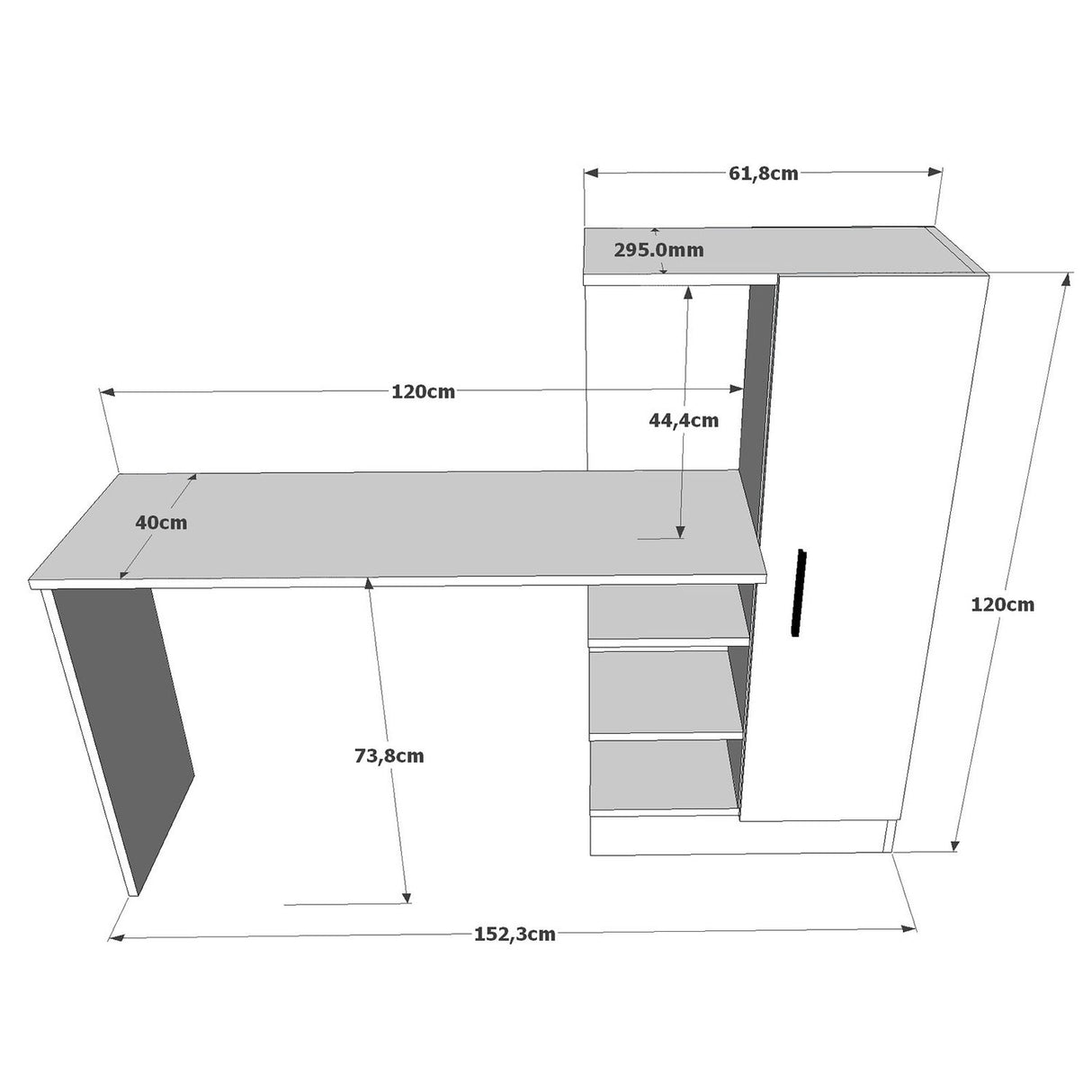 Quito (152,3 x 120 x 40 cm) Skrivbord Atlantisk furu svart
