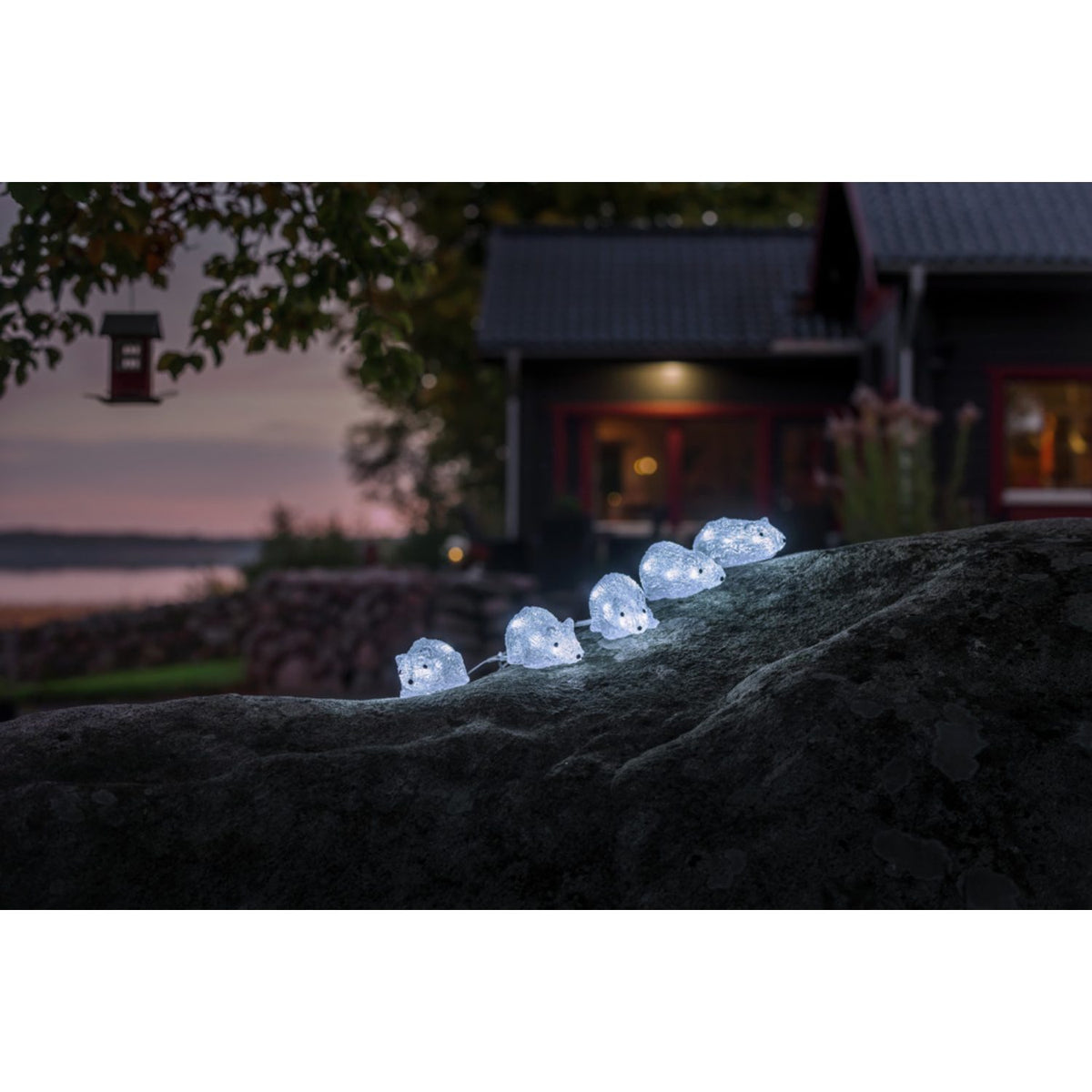 Möss akryl 5st LED Ljusdekoration Ute