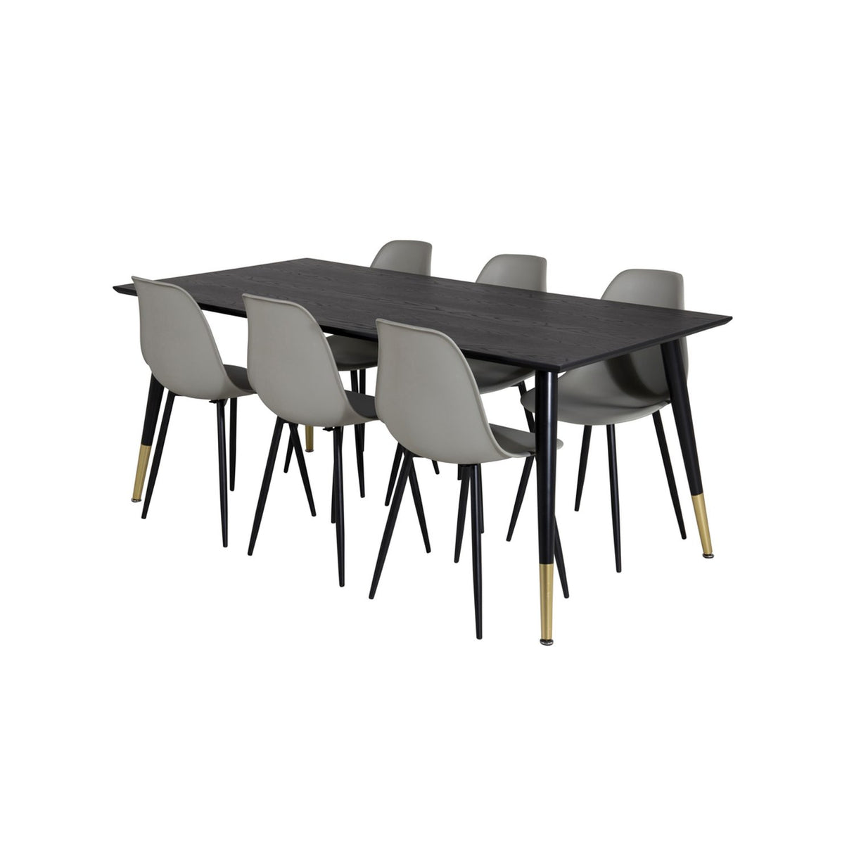 Dipp, Polar Rektangulär matgrupp Svart,Grå, Svart,Guld, 180 x 90