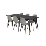 Dipp, Polar Rektangulär matgrupp Svart,Grå, Svart,Guld, 180 x 90