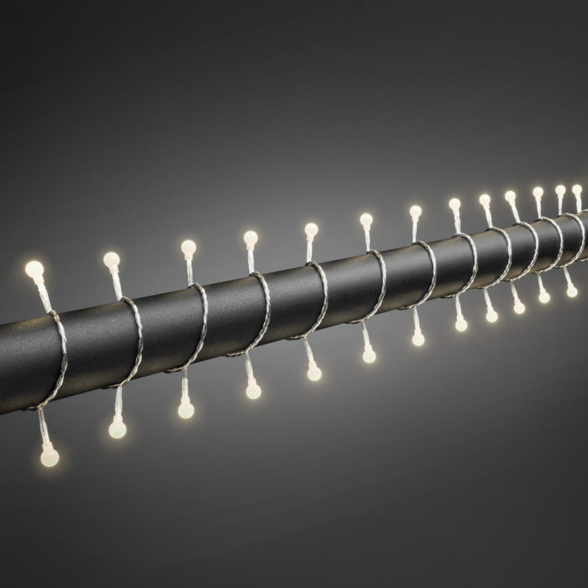 Mini Cherry LED 24V/IP44 Ljusslinga Ute 80 Lampor (6.32m), Varmvit/Transparent Kabel