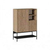 Amira (90 x 125 x 40 cm) Sideboard Naturlig ekträ Svart Svart