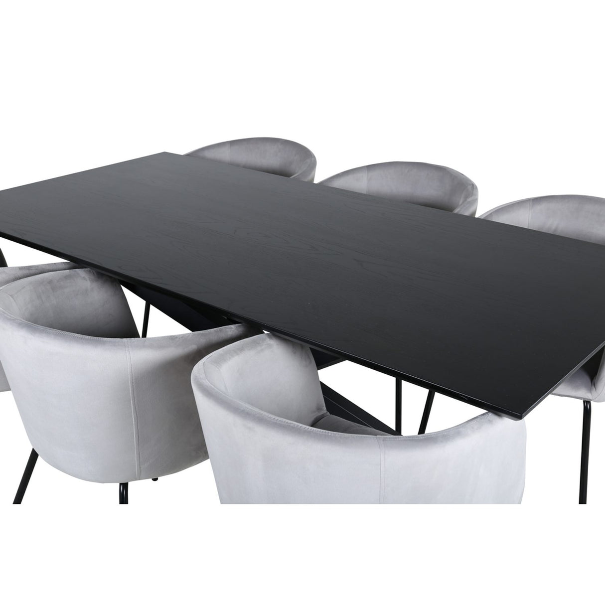 Piazza, Berit Rektangulär matgrupp Svart,Grå, Svart, 180 x 90