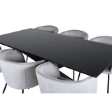 Piazza, Berit Rektangulär matgrupp Svart,Grå, Svart, 180 x 90