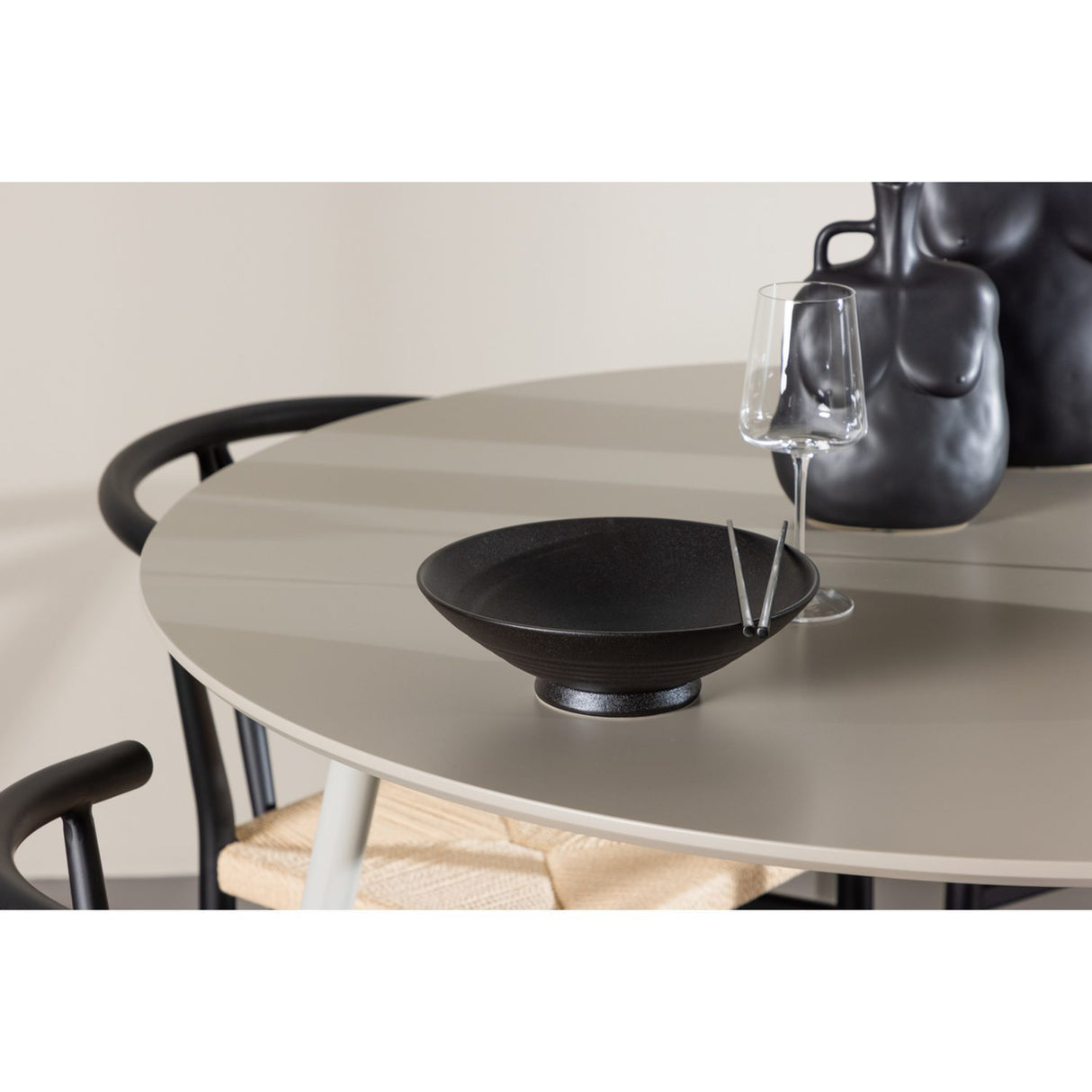 Plaza, Alfons Rund matgrupp Svart, beige, Beige, ⌀120