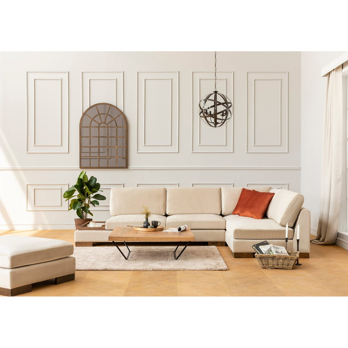 Hanoi hörn utan sittpuff (313 x 97 x 80 cm) Hörnsoffa Beige