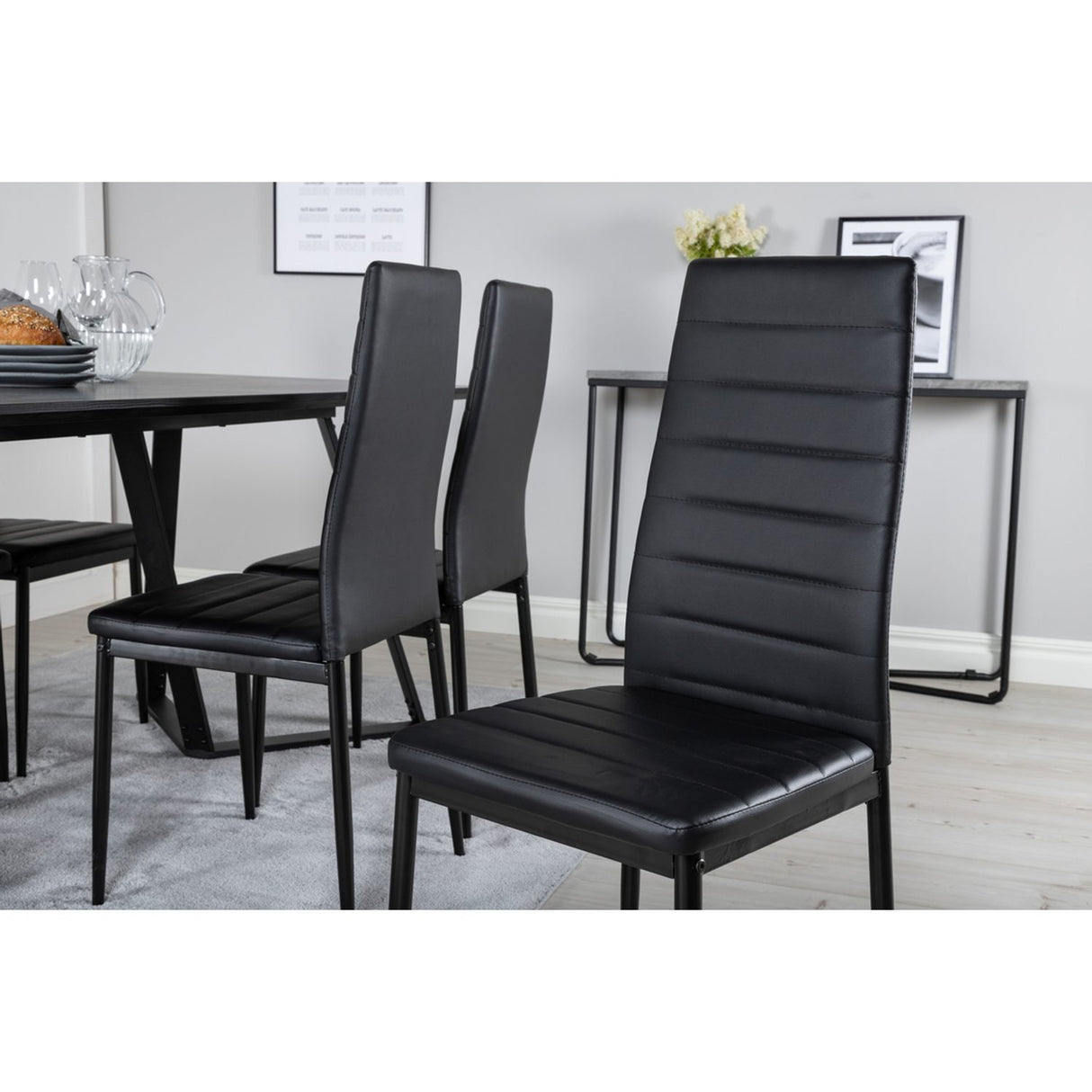 Marina, Slim Rektangulär matgrupp Svart, Svart, 180 x 90