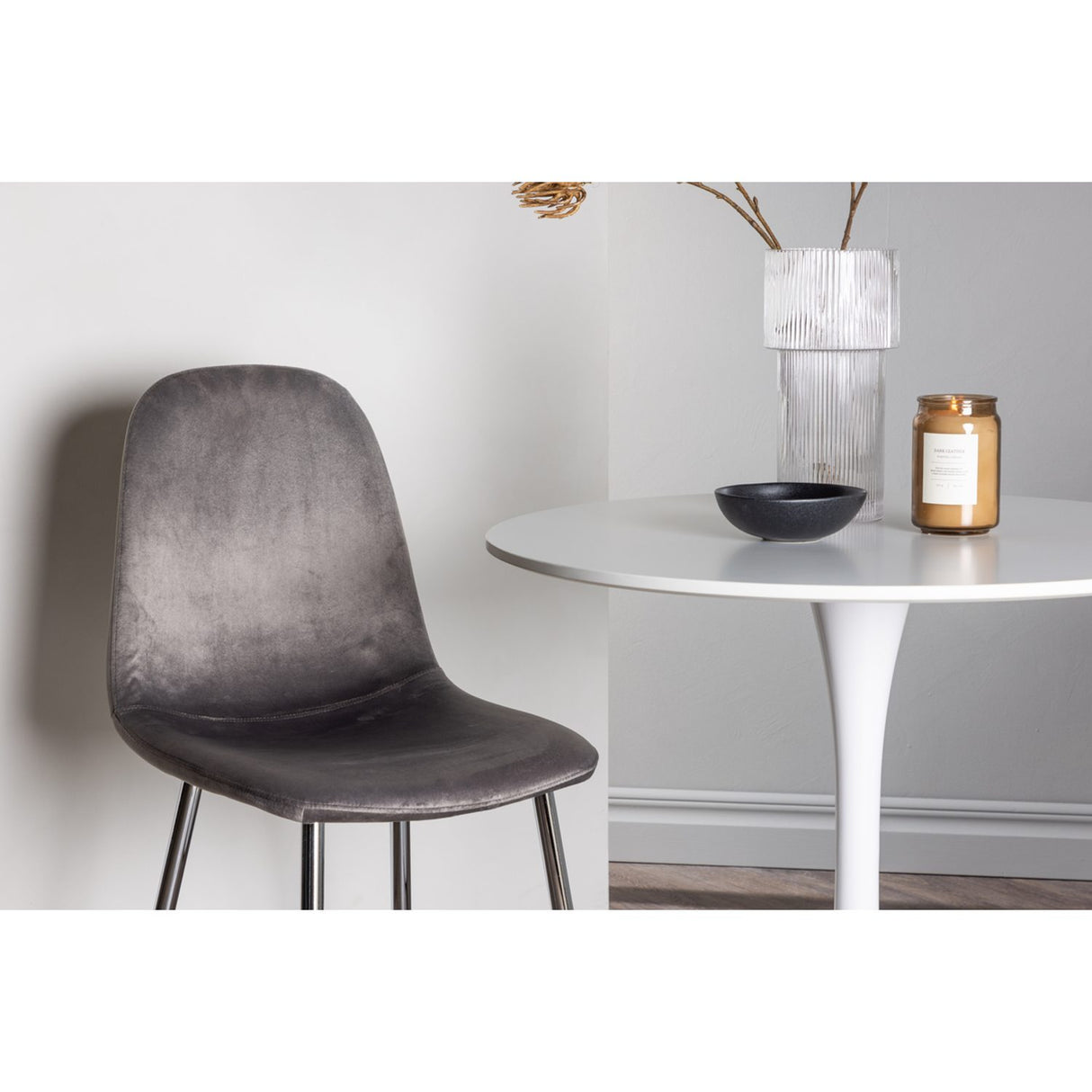 Hamden, Eva Rund matgrupp Silver, Vit, ⌀80