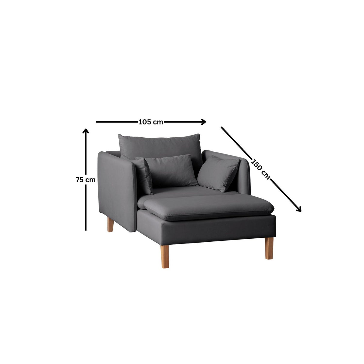 Flexy (105 x 75 x 150 cm) Öronlappsfåtölj Antracit