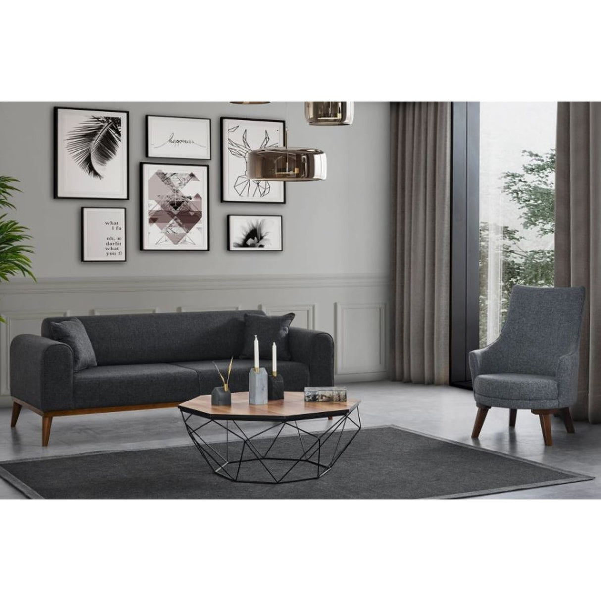 Astana 3-sits (222 x 90 x 80 cm) 3-sits bäddsoffa Antracit