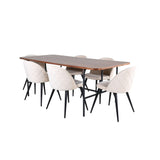 Uno, Velvet Rektangulär matgrupp Beige, Svart, Svart,Natur, 200 x 90