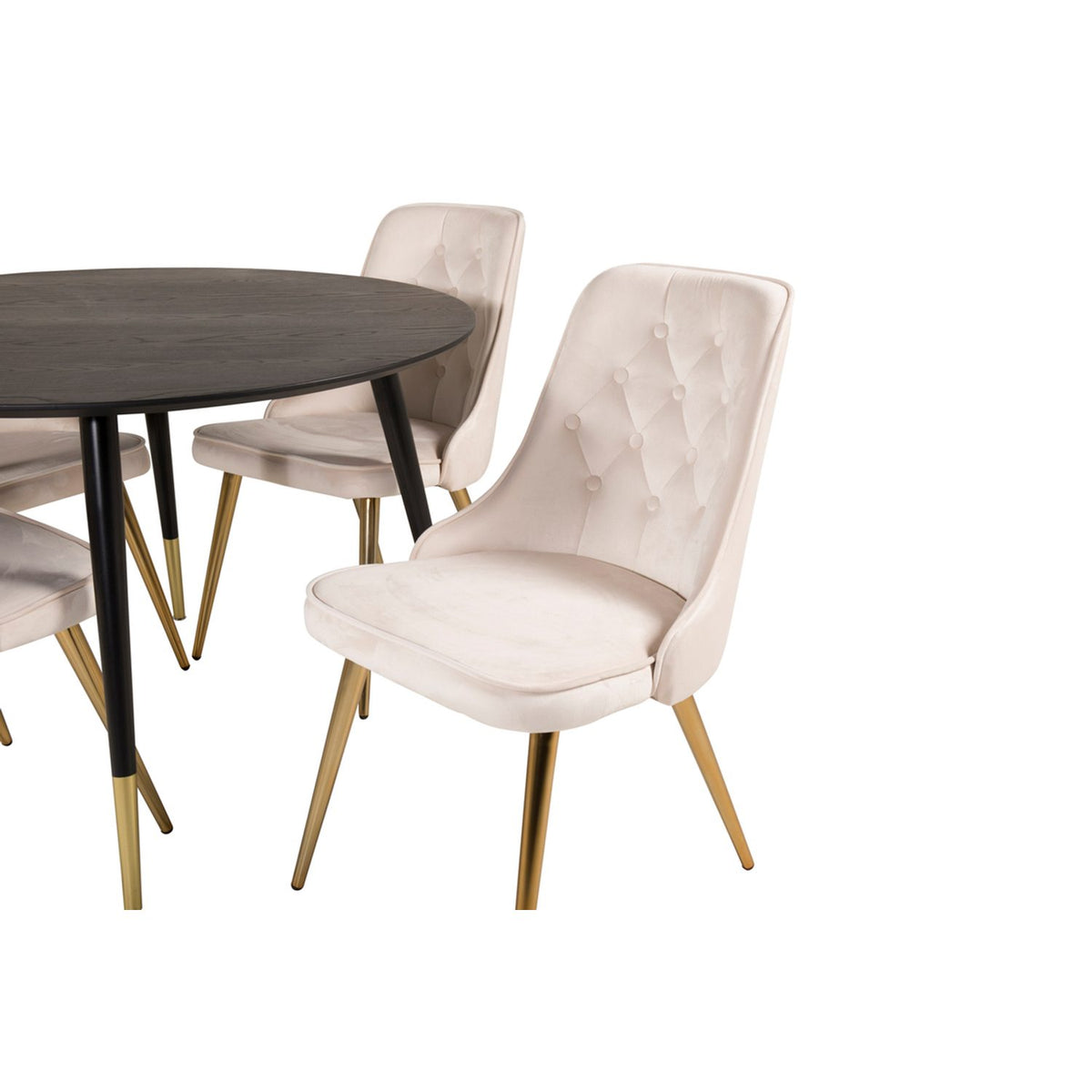 Dipp, Velvet Deluxe Rund matgrupp Beige,Guld, Svart, Guld, ⌀115