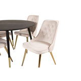 Dipp, Velvet Deluxe Rund matgrupp Beige,Guld, Svart, Guld, ⌀115