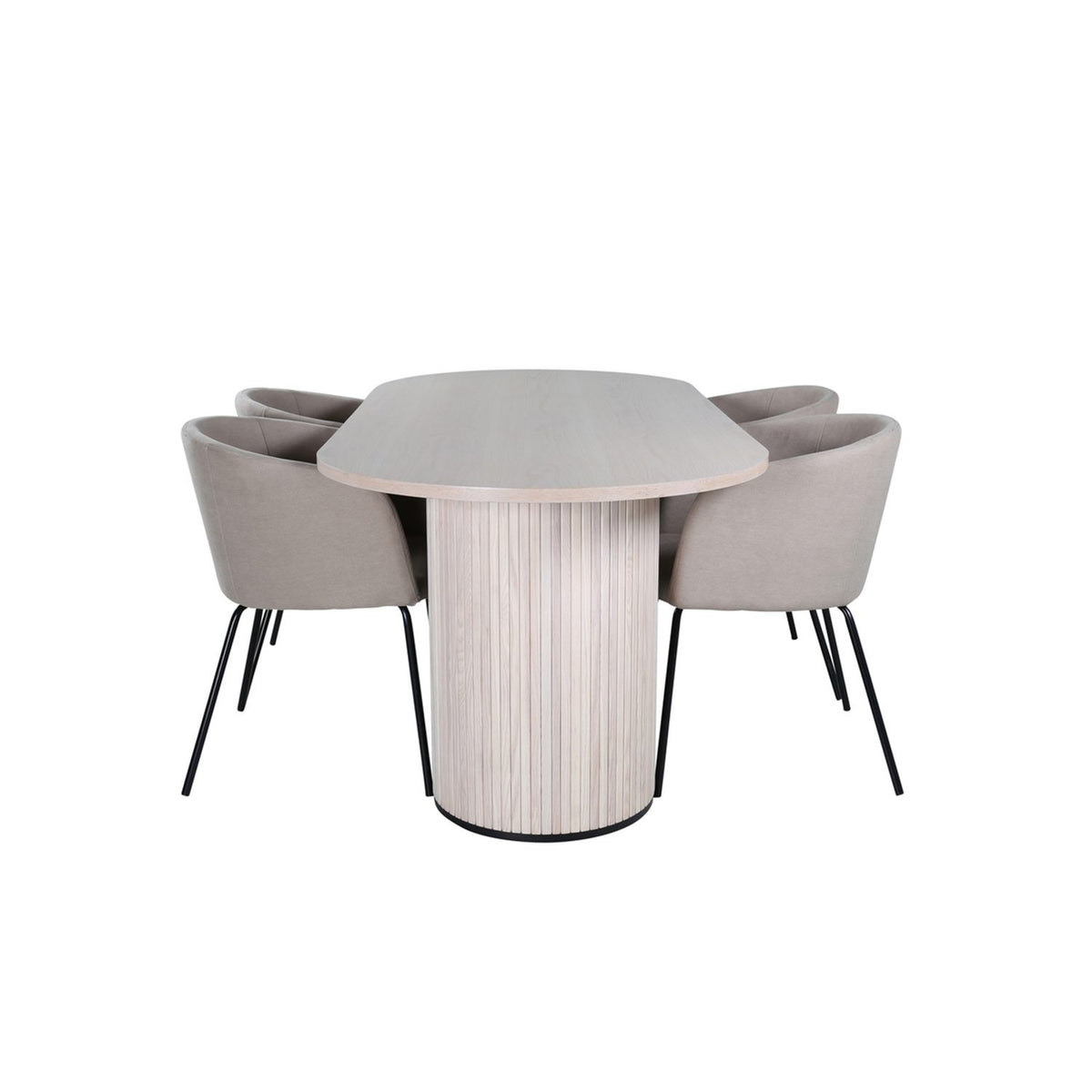 Bianca, Berit Oval matgrupp Beige, Vitputsad, 4st