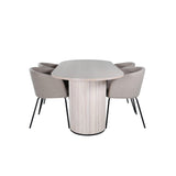 Bianca, Berit Oval matgrupp Beige, Vitputsad, 4st