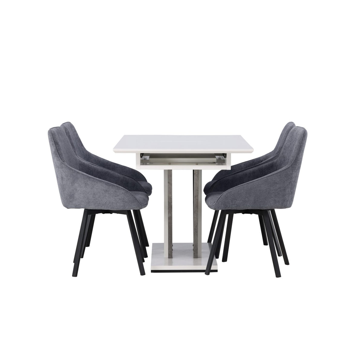 Disa, Rosie Rektangulär matgrupp Svart,Grå, Grå,Vit, 120 x 80