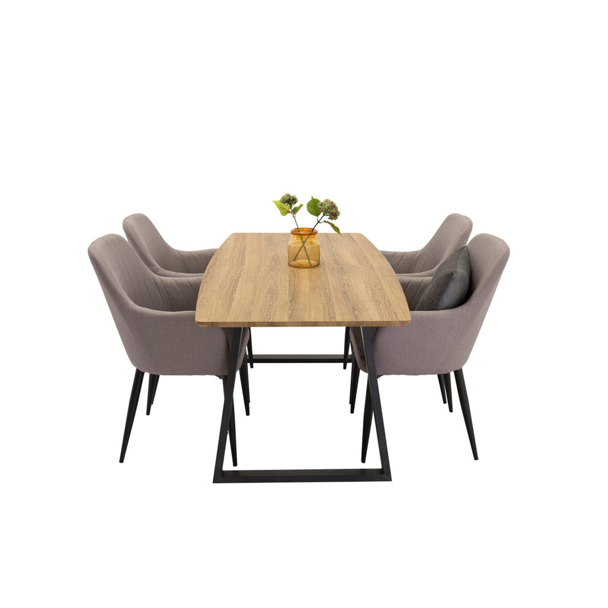 Inca, Comfort Rektangulär matgrupp Svart,Grå, Svart,natur, 160 x 85