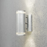 Modena GU10 Dubbel Transparent Vägglampa Ute Galvaniserad, 24 cm