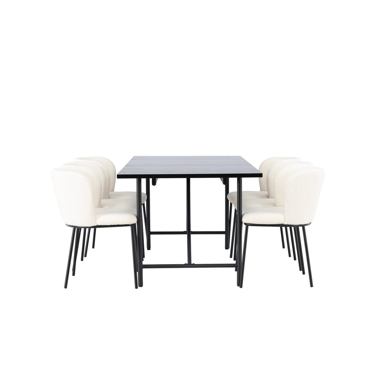Astrid, Edina Rektangulär matgrupp Svart,Vit, Svart, 200 x 90