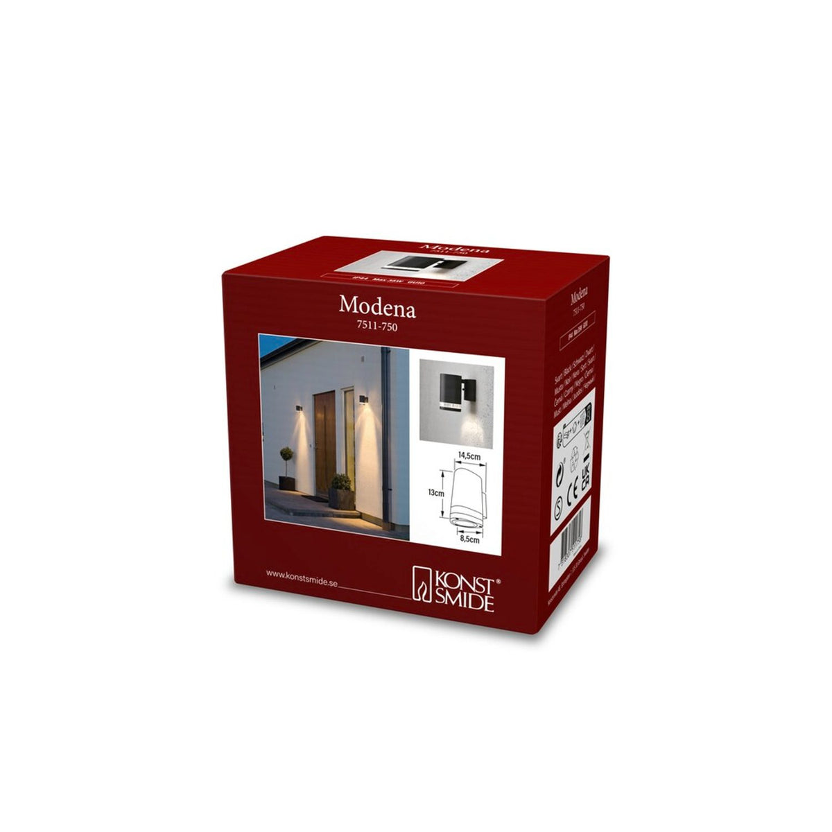 Modena GU10 Ned Transparent Vägglampa Ute Svart, 13 cm