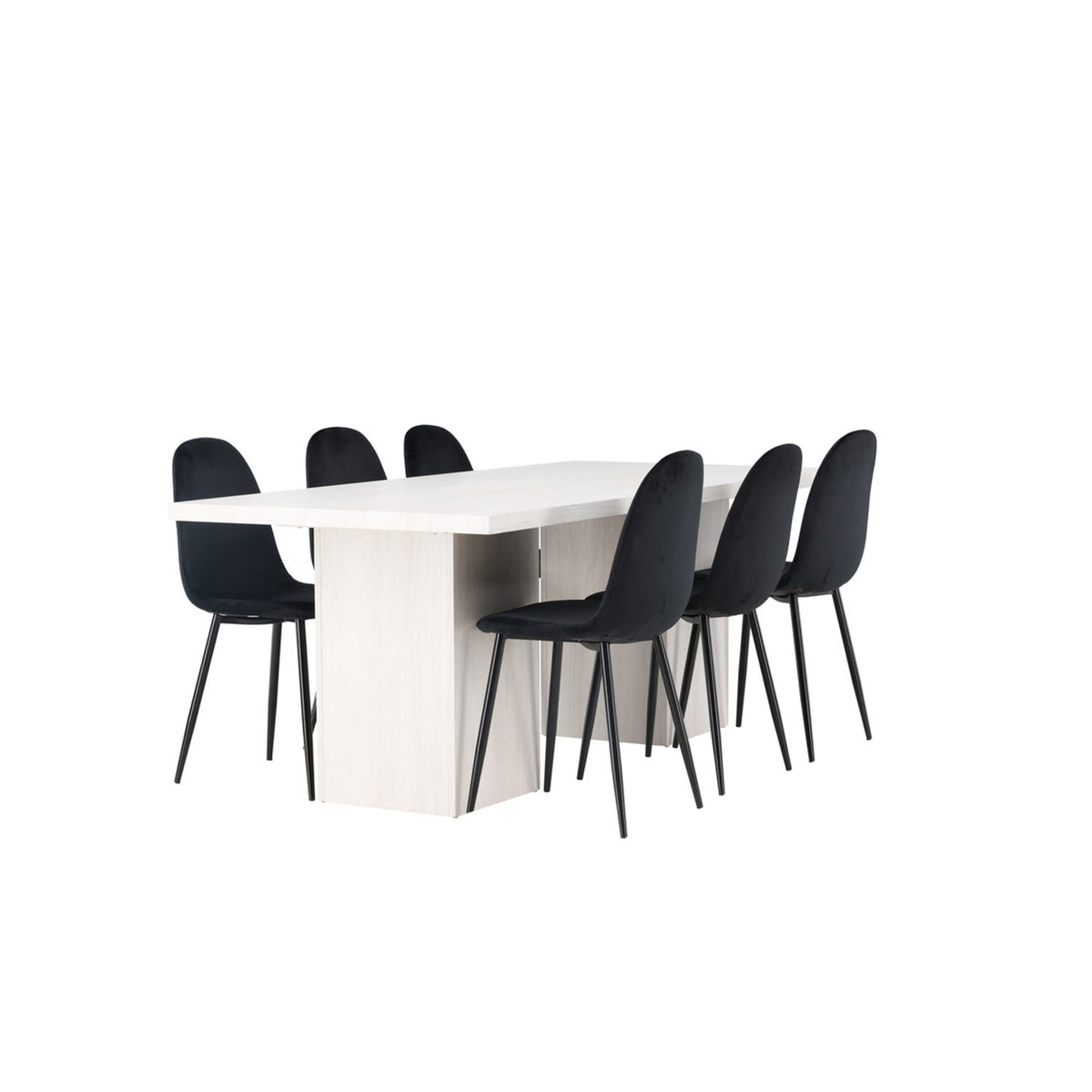 Olga, Polar Rektangulär matgrupp Svart, Vit, 200 x 90