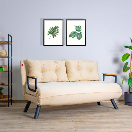 Apia 2-sits (25 x 134 x 121 cm) 2-sits bäddsoffa Creme