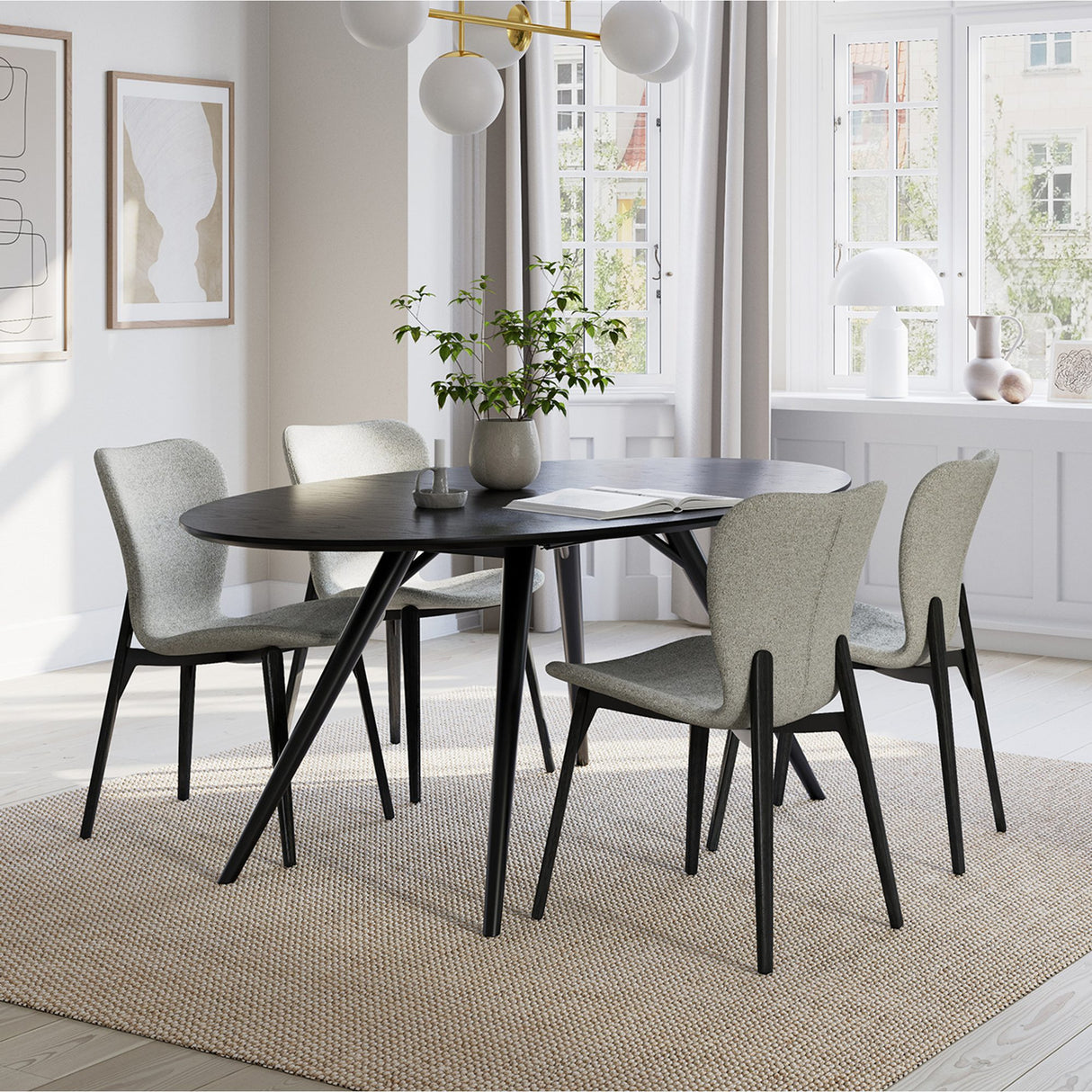 Paragon Stol Pebble Grey Bouclé, Black Ash