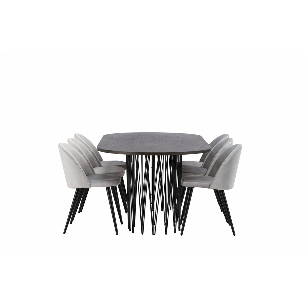 Stone, Velvet Rektangulär matgrupp Svart,Grå, Svart, Mocka, 220 x 100