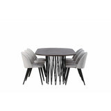Stone, Velvet Rektangulär matgrupp Svart,Grå, Svart, Mocka, 220 x 100