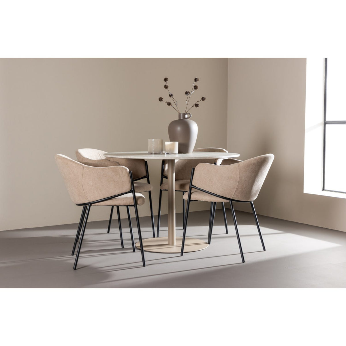 Lycke, Evelina Rund matgrupp Beige,Svart, Beige, ⌀110