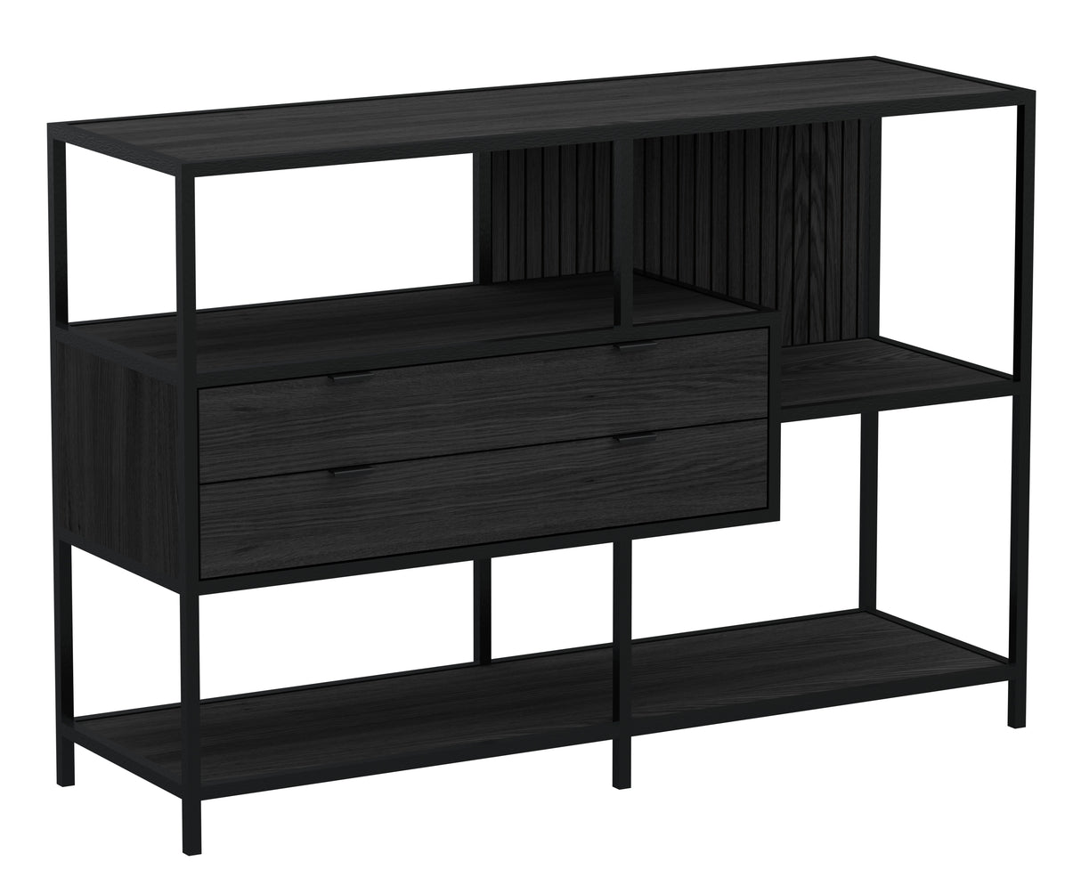 Seaford Bokhylla med 2 Lådor 78x114x35 cm Svart