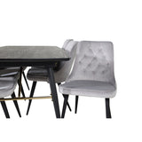Gold, Velvet Deluxe Rektangulär matgrupp Svart,Ljusgrå, Svart, 180 x 85