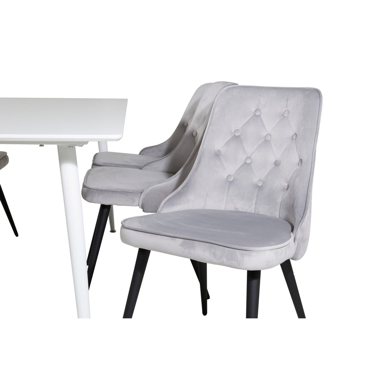 Polar, Velvet Deluxe Rektangulär matgrupp Svart,Ljusgrå, Vit, 180 x 90