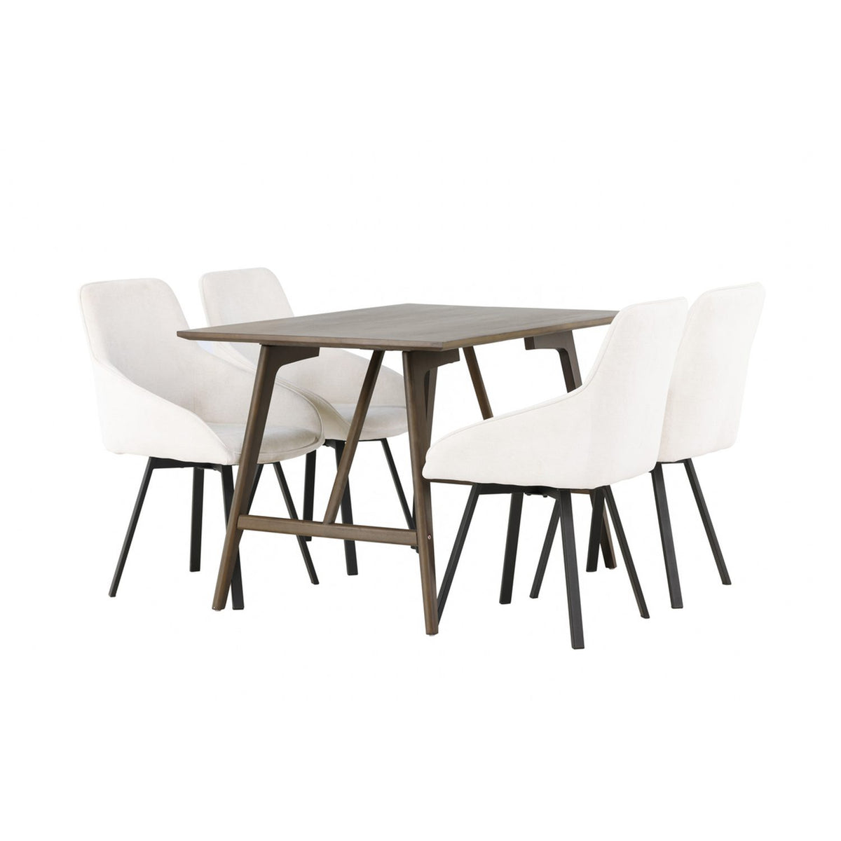 Kaseidon, Rosie Rektangulär matgrupp Beige,Svart, Mörkbrun, 120 x 80