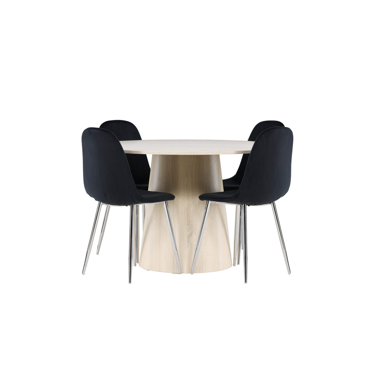 Lanzo, Polar Rund matgrupp Svart,Silver, Vitpigmenterad, ⌀120