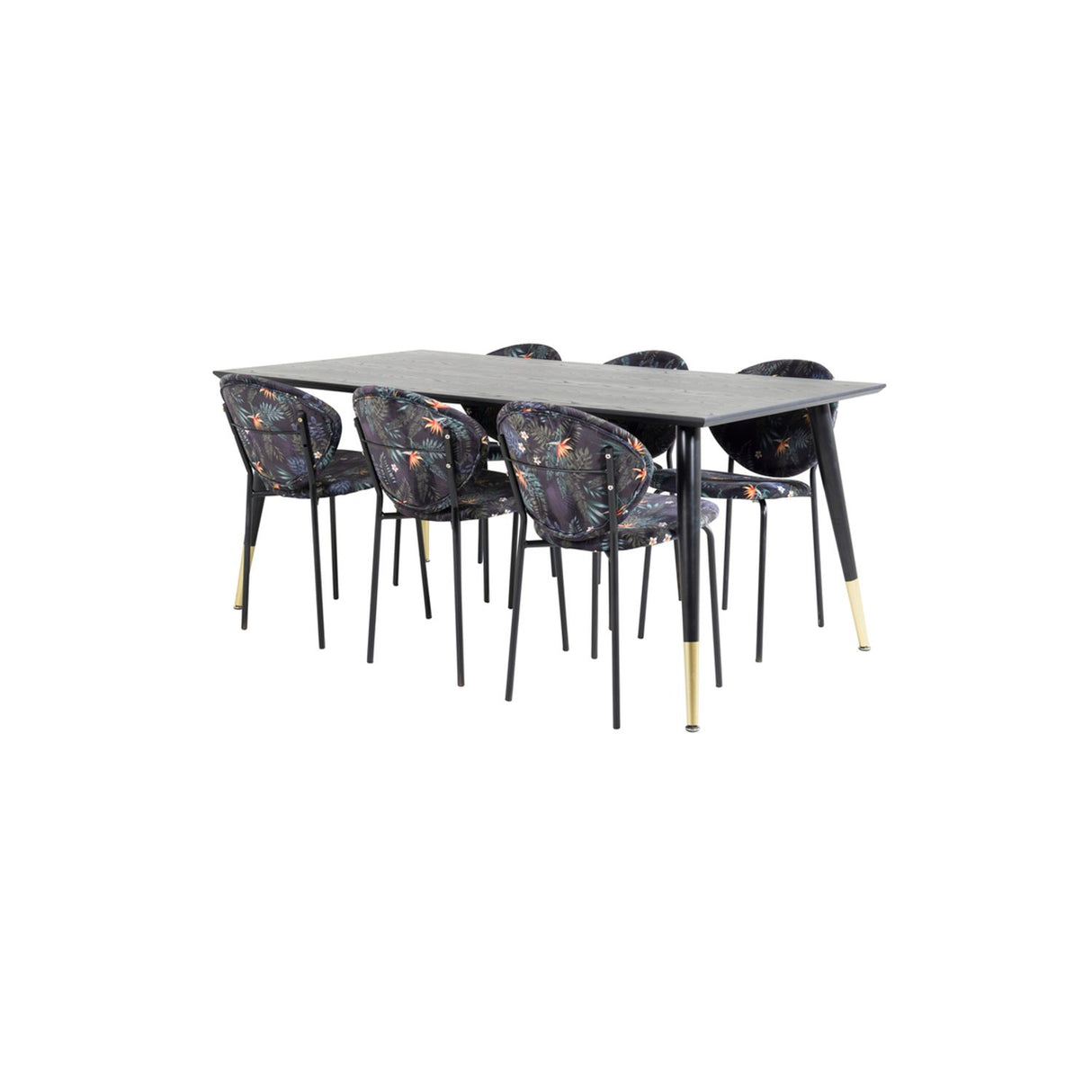 Dipp, Vault Rektangulär matgrupp Guld, Svart,Guld, 180 x 90